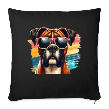 Art de chien Boxer mignon - Coussin et housse de 45 x 45 cm - noir - Devant