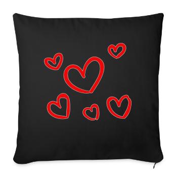 Love hearts - Sofa pillow with filling 45cm x 45cm - black - Front