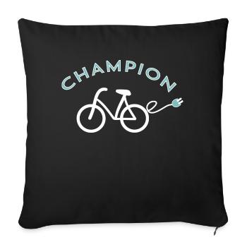 E-BIKE CHAMPION Electric Bicycle Pedelec - Sofa pillow with filling 45cm x 45cm - black - Front