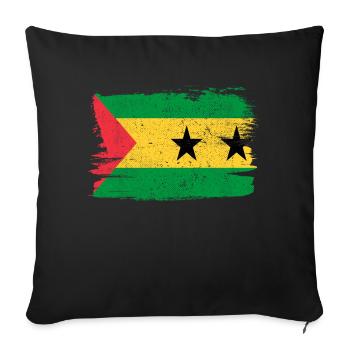 Sao Tomé-et-Príncipe Drapeau Drapeau Paix Vintage - Coussin et housse de 45 x 45 cm - noir - Devant