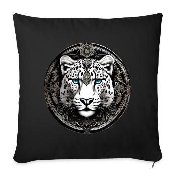 Mystical Motif Mysterious Snow Leopard - Sofa pillow with filling 45cm x 45cm - black - Front