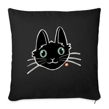 Pickle the black kitten - Sofa pillow with filling 45cm x 45cm - black - Front