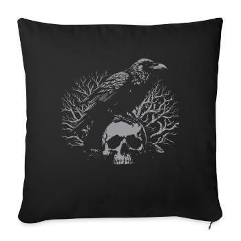 Raven sitting on the skull - Sofa pillow with filling 45cm x 45cm - black - Front