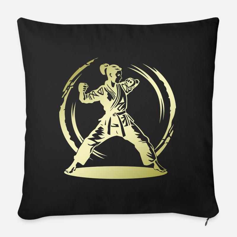 Karate Silhouette Fighter - Sofakissen mit Füllung 45 x 45 cm - Schwarz