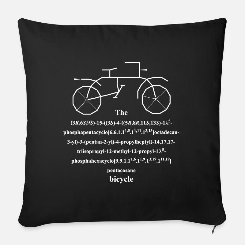 Bicycle Molecule - IUPAC Joke - Nerd Humor - Sofa pillow with filling 45cm x 45cm - black