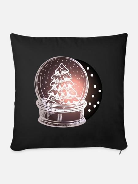 Schneekugel Weihnachtsbaum - Sofakissen mit Füllung 45 x 45 cm - Schwarz