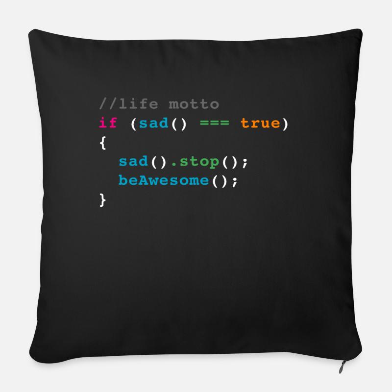 blague code de la vie - Coussin et housse de 45 x 45 cm - noir