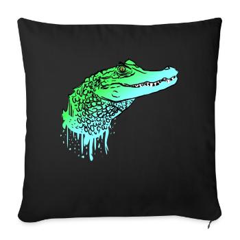 Krokodil Kroko Echse Alligator - Sofakissen mit Füllung 45 x 45 cm - Schwarz - Vorne