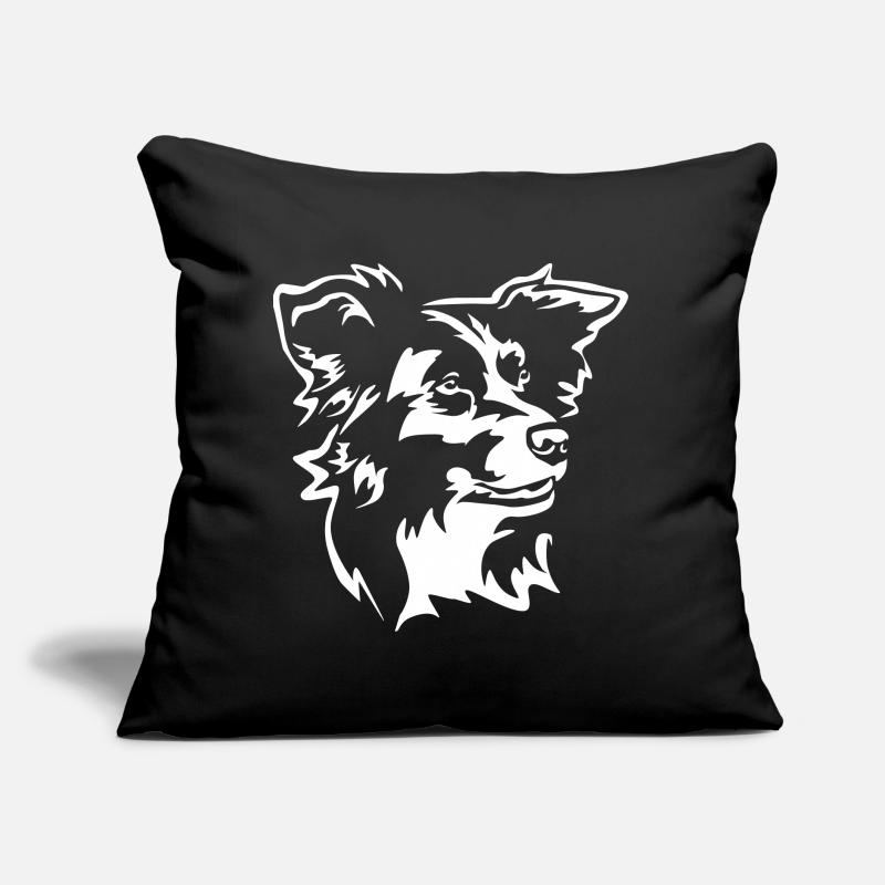Border Collie Kopf "Black Edition" Sofakissen mit Füllung 45 x 45 cm