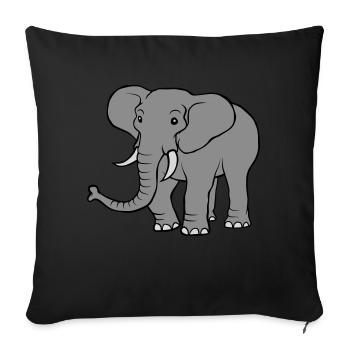 Large grey elephant - Sofa pillow with filling 45cm x 45cm - black - Front
