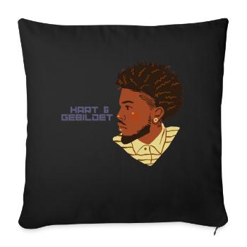 black proud design hard + educated man afro - Sofa pillow with filling 45cm x 45cm - black - Front