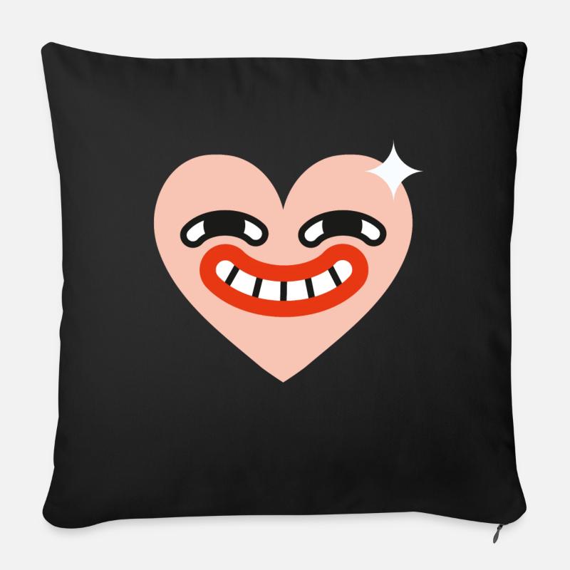 Süsses Herz mit frechen Gesicht - Sofakissen mit Füllung 45 x 45 cm - Schwarz