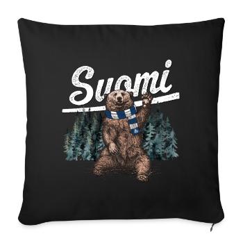 Suomi - Finnland - Finland - Bär - Sofakissen mit Füllung 45 x 45 cm - Schwarz - Vorne