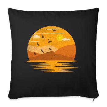 Mountains sunset - Coussin et housse de 45 x 45 cm - noir - Devant