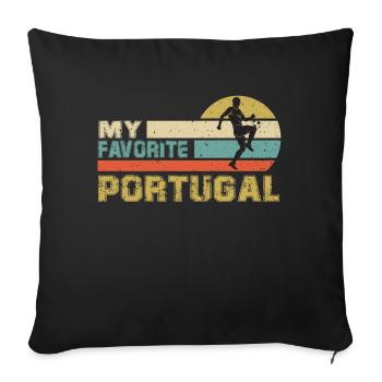 Portugal Soccer Football 2022 WM - Coussin et housse de 45 x 45 cm - noir - Devant