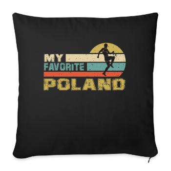 Poland Soccer Football 2022 WM - Coussin et housse de 45 x 45 cm - noir - Devant
