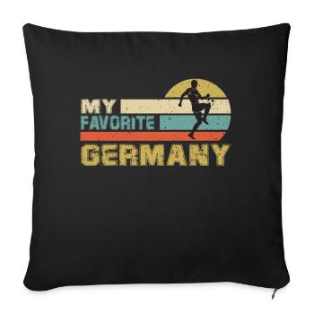 Germany Soccer Football 2022 WM - Coussin et housse de 45 x 45 cm - noir - Devant