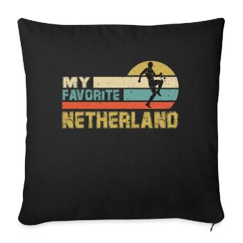 Netherlands Soccer Football 2022 WM World Cup - Coussin et housse de 45 x 45 cm - noir - Devant