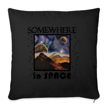 Somewhere in space a mysterious planet - Sofa pillow with filling 45cm x 45cm - black - Front