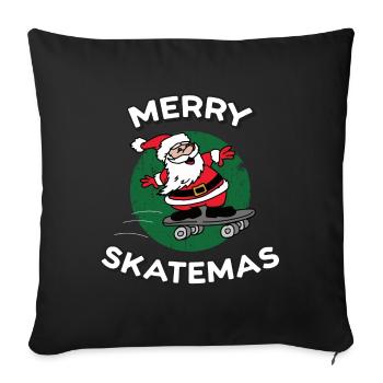 Merry Skatemas | Skateboard Christmas Print - Sofa pillow with filling 45cm x 45cm - black - Front