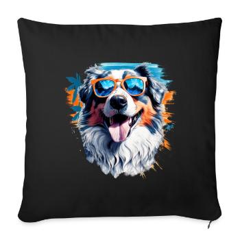 Australian Shepherd - Sofa pillow with filling 45cm x 45cm - black - Front