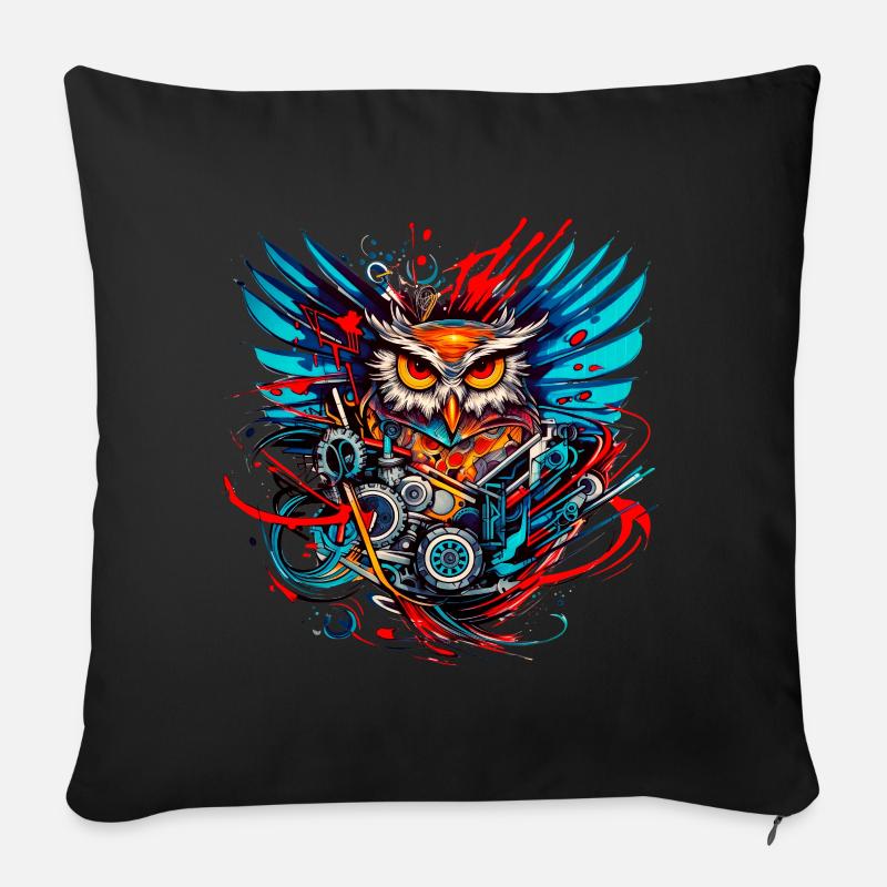 Motor-Eule - Sofakissen mit Füllung 45 x 45 cm - Schwarz