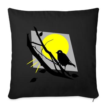 Bird with sun - Sofa pillow with filling 45cm x 45cm - black - Front