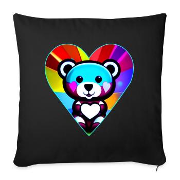 Cute teddy bear with heart in colorful - Sofa pillow with filling 45cm x 45cm - black - Front
