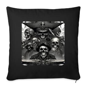Pirates with skulls - Sofa pillow with filling 45cm x 45cm - black - Front