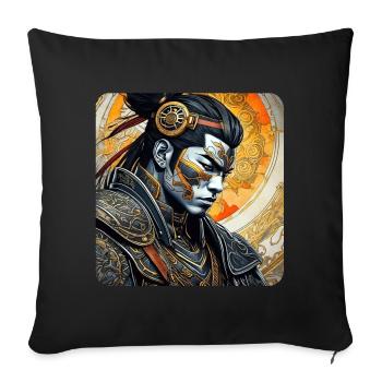 Stolzer Samurai mit Tattoo Japan Asia Ninja Kendo - Sofakissen mit Füllung 45 x 45 cm - Schwarz - Vorne