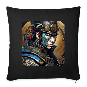 Fier samouraï avec tatouage Japon Asie Ninja Kendo - Coussin et housse de 45 x 45 cm - noir - Devant