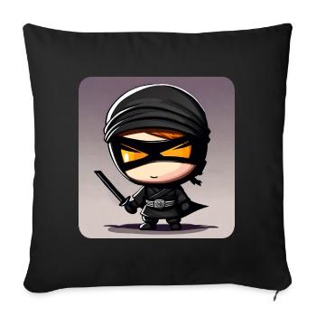 Mignon petit ninja avec épée katana - Coussin et housse de 45 x 45 cm - noir - Devant