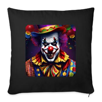 Evil grinning horror clown with red nose - Sofa pillow with filling 45cm x 45cm - black - Front