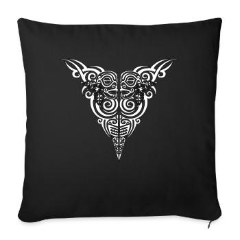 logo poitrine maori 1 blanc - Coussin et housse de 45 x 45 cm - noir - Devant