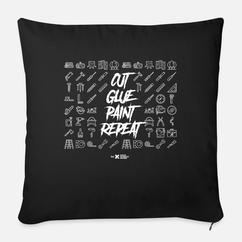 Cut, Glue, Paint, Repeat - Sofa pillow with filling 45cm x 45cm - black