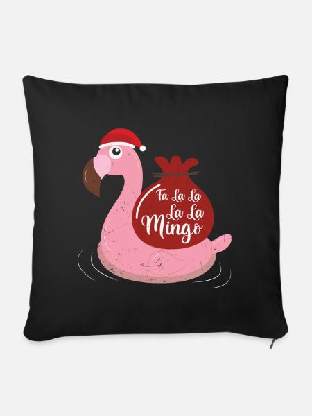 Flamingo Design Lustige Weihnachtspullover - Sofakissen mit Füllung 45 x 45 cm - Schwarz