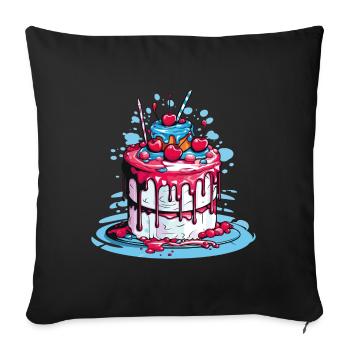 Torte Kuchen Backen Bäckerin Backkönigin Backfee - Sofakissen mit Füllung 45 x 45 cm - Schwarz - Vorne