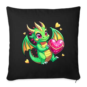 Dragon coloré - Coussin et housse de 45 x 45 cm - noir - Devant