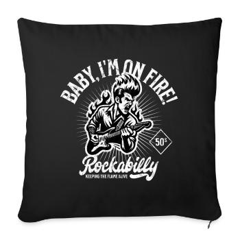 Rockabilly - On Fire - Music Retro Vintage - Sofa pillow with filling 45cm x 45cm - black - Front