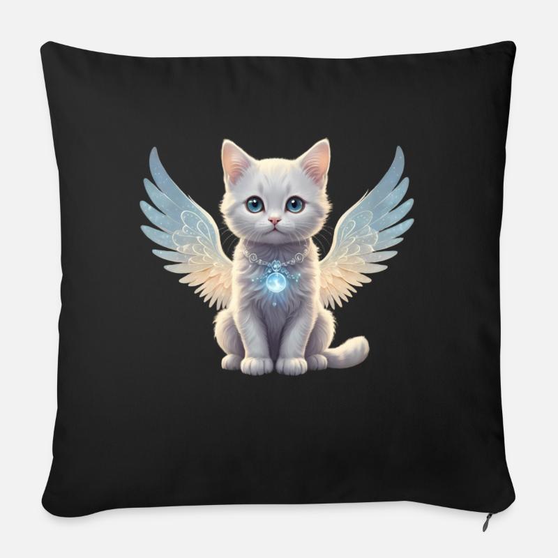 Engels-Katze - Sofakissen mit Füllung 45 x 45 cm - Schwarz