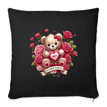 Je t’aime Teddy - Coussin et housse de 45 x 45 cm - noir - Devant