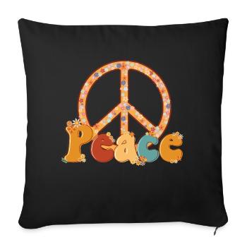 Elegantly circulate a message of peace - Sofa pillow with filling 45cm x 45cm - black - Front