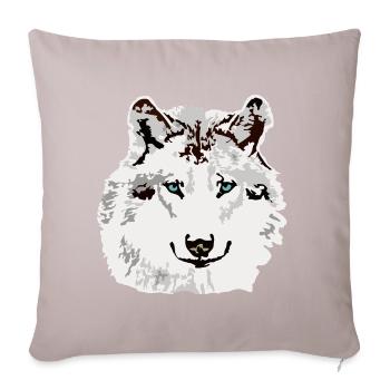 White wolf blue eyes - Sofa pillow with filling 45cm x 45cm - light taupe - Front