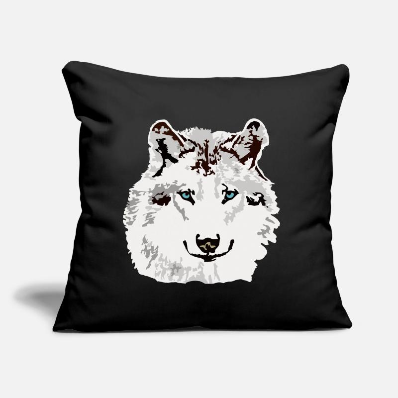 Weisser Wolf blaue Augen Sofakissen mit Füllung 45 x 45 cm