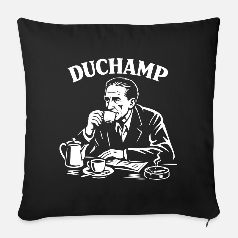 Marcel Duchamp Dada Coffee Portrait - Coussin et housse de 45 x 45 cm - noir