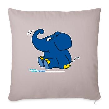 Der Elefant - sitzend - Sofakissen mit Füllung 45 x 45 cm - helles Taupe - Vorne