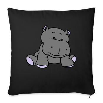 Hippo- / Nilpferd- / Flusspferd-Baby (3C) - Sofakissen mit Füllung 45 x 45 cm - Schwarz - Vorne