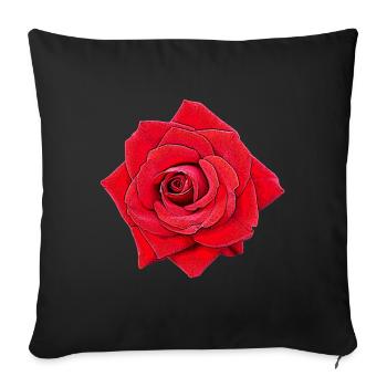 Rose rot cartoon rote Blüte Blume - Sofakissen mit Füllung 45 x 45 cm - Schwarz - Vorne