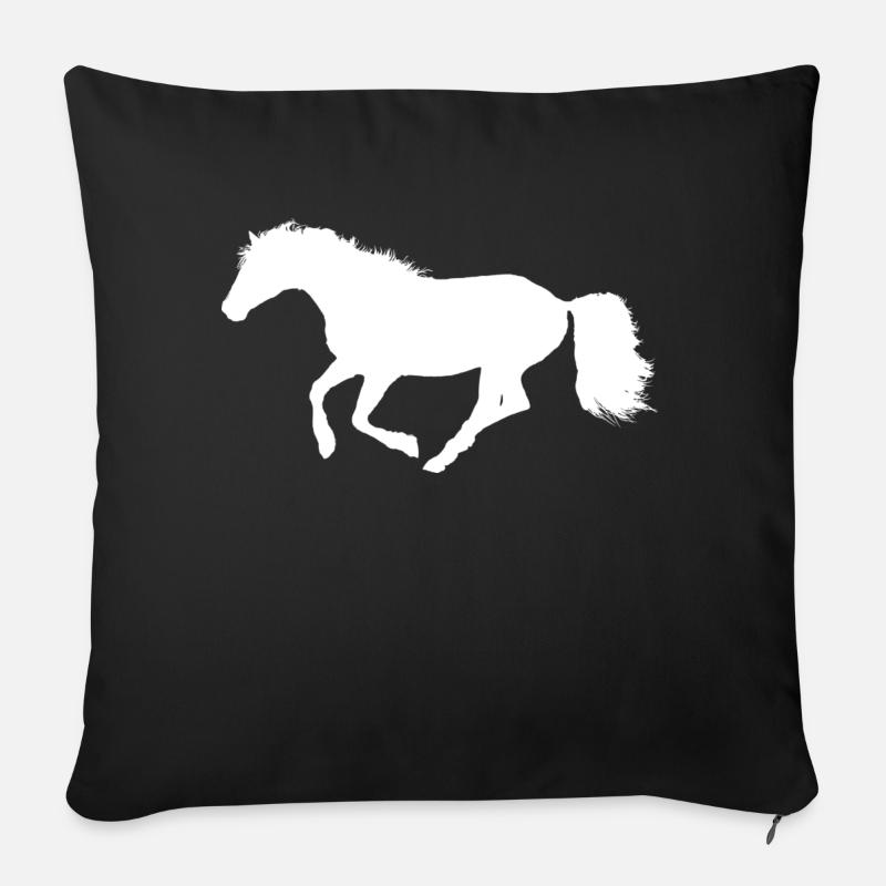 Cheval au galop - Silhouette Blanc Blanc - Coussin et housse de 45 x 45 cm - noir