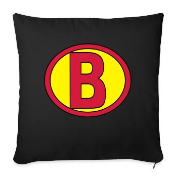 Super, Superheld, Superheldin, Hero, B - Sofa pillow with filling 45cm x 45cm - black - Front